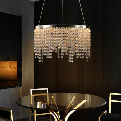 16-inch Luxury Crystal LED Chandelier - Adjustable Height and Color Temperature (3000K-6000K) -Modern Chandelier for Living Room