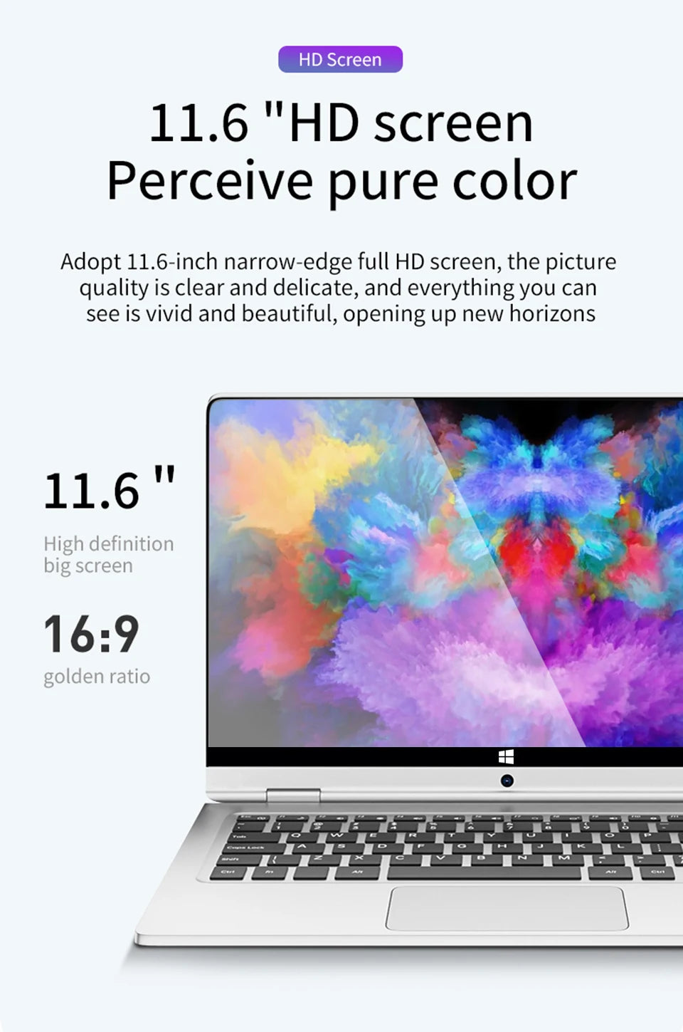 Portable 2 in 1 Touch Screen Notebook Intel i7-8500Y Windows 11 Tablet PC Computer 8GB RAM 1TB SSD 360° Flip 11.6" Study Laptop