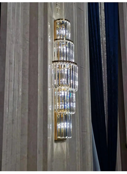 Luxury Hotel Lobby Large Big Crystal Wall Lamp for Club Hall Villa Living Room Bedroom Office Banquet Indoor Lighting Fixtures