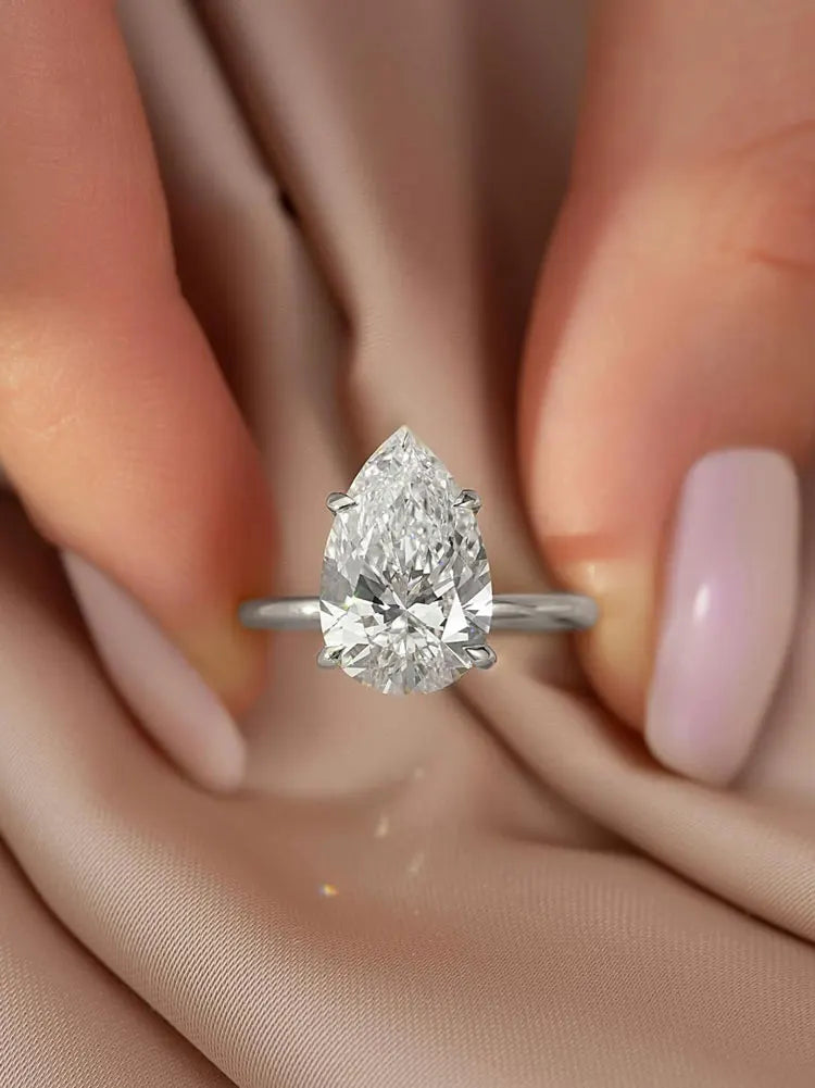 925 Sterling Silver 1-4 CT Zircon Sparkling Luxury Water Drop Shape Ring For Women Engagement Wedding High Quality Fine Jewelry