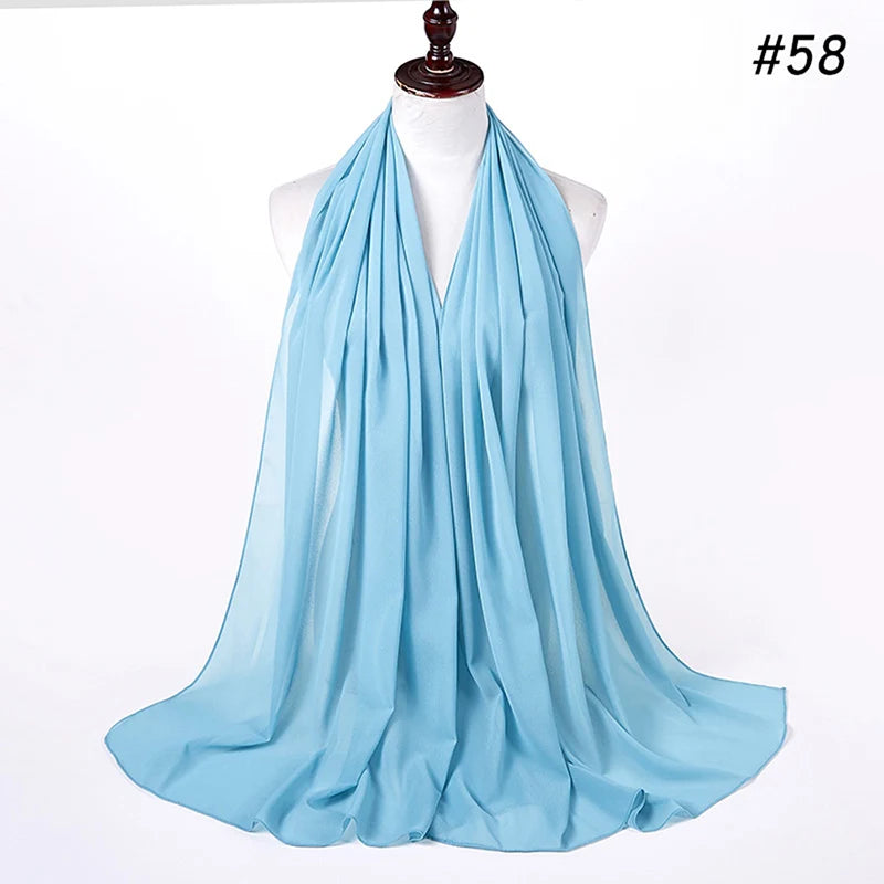 Muslim Chiffon Hijab Women Bubble Chiffon Scarf For Women Ladies Veil Muslim Islam Solid Color Malaysia Musulman Wrap Scarves
