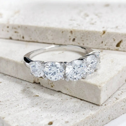 3.6CT All Moissanite Rings For Women 5 Stones Sparkling Dia Wedding Band 100% Sterling Silver Jewelry