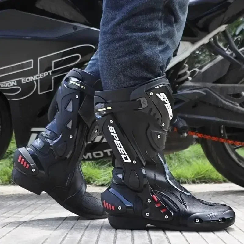 PRO-BIKER Motorcycle Boots Waterproof Racing Boots All-Season Anti-Slip Waterproof Off-Road Boots for Men Women B1008