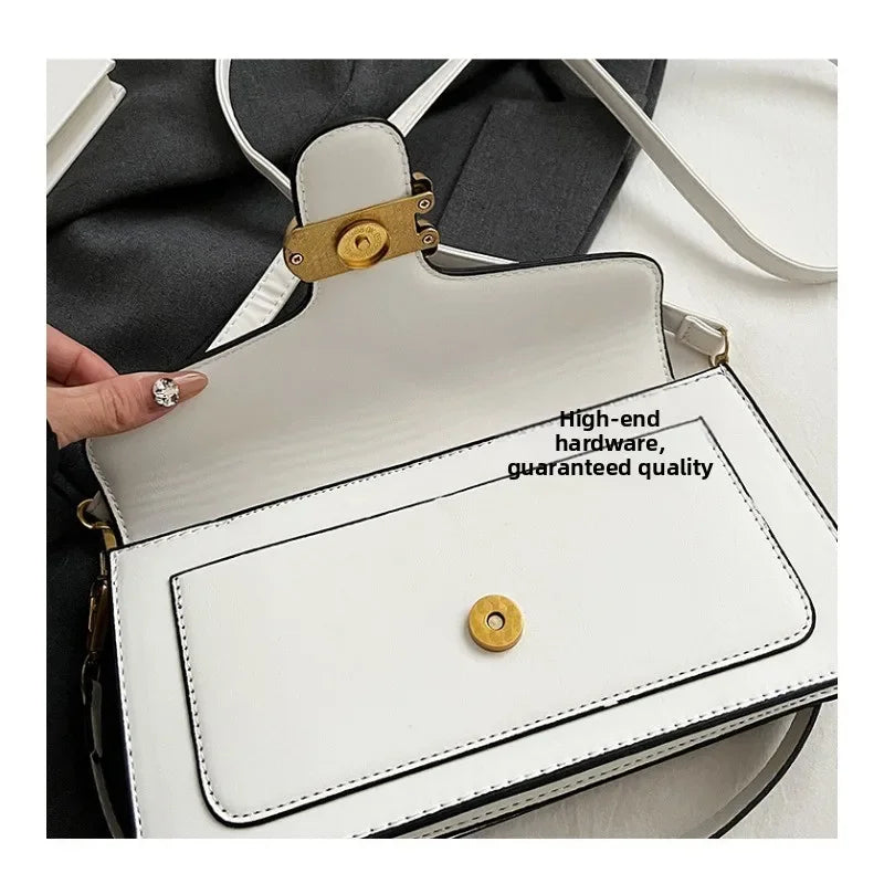 26 New Niche Bag Women's Premium Texture Solid Color Simple and Versatile Small Square & Commuter Multi-Compartment Shoulder Bag