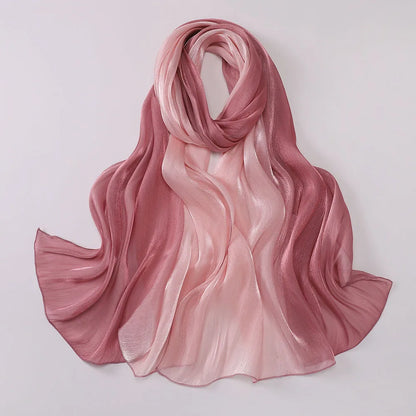 Two-color Shimmer Shiny Satin Hijab Crinkle Scarves Shawl Women Muslim Hijab Crepe Bandana Islamic Shimmer Silk Hijab
