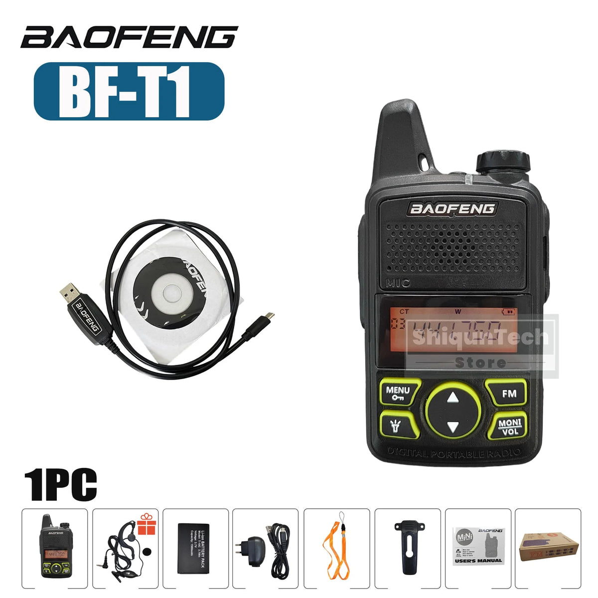 Baofeng BF-T1 Mini Two Way Radio UHF 400-470MHz FM Radio Receiver 5W 20CH Transceiver T1 Walkie Talkie For Kids Gifts 1/2/4/6PCS