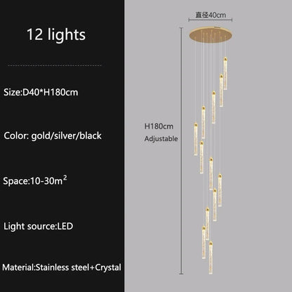 Modern Ceiling Chandelier Luxury Staircase Crystal Chandeliers Duplex Attic Villa Living Room Pendant Lights Home Decor Lighting
