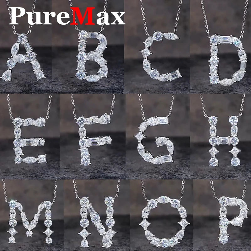 Fashion 26 Letter Man Women's Moissanite Custom Name Necklace 925 Sterling Silver Moissanite Diamond Pendant Necklace Gift