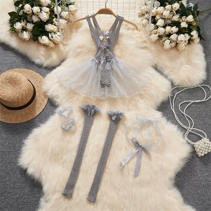 Women Lace Patchwork Velour Strappy Catsuits Fashion One Piece Combination Rompers Erotic Fashion Sexy Bunny Bodysuits Cosplay
