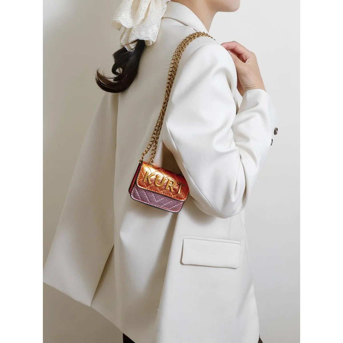 Mini Magnetic Crossbody Bag, Letter Flap & Chain Strap, Zipper Closure, Multi-Color for Daily & Office.