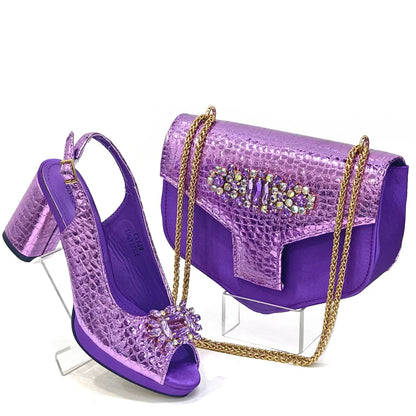 2024 Italian Design Rhinestone-encrusted Ladies Party Shoes And Special Bag High Heels And Dual Purpose Bag Women's Shoes