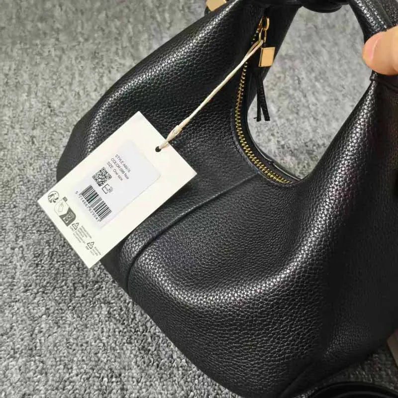 2026 New Y2K French Fashion Design Black Crescent Bag Female Saddle Bag with Cosmetic Mirror for Woman Shoulder Bags Purse