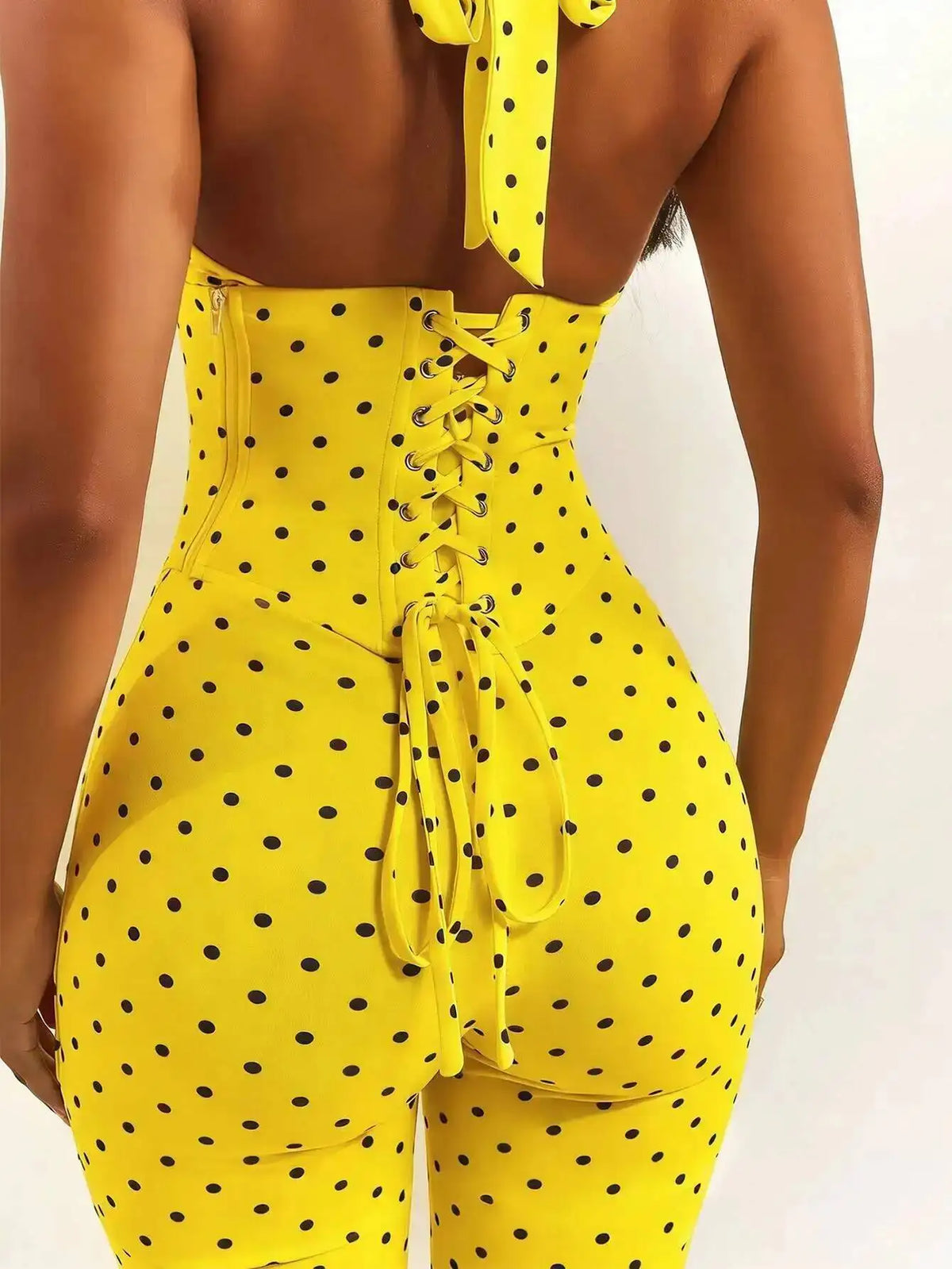 Sexy Backless Dot Print Jumpsuit Women Summer One Pieces Bodycon Jumpsuits Rompers Club Birthday Party Outfits Fashion Playsuit