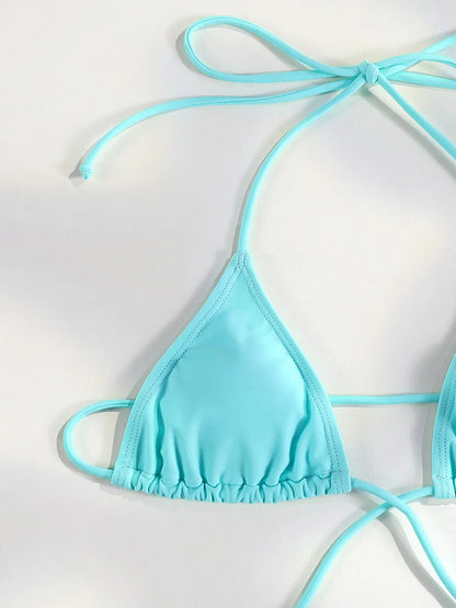 Blue Bikini 2026 Women'S Bandage Bikini Set String Swimsuit New Summer Bathing Suit Sexy Biquini Micro Thongs Beach Wear