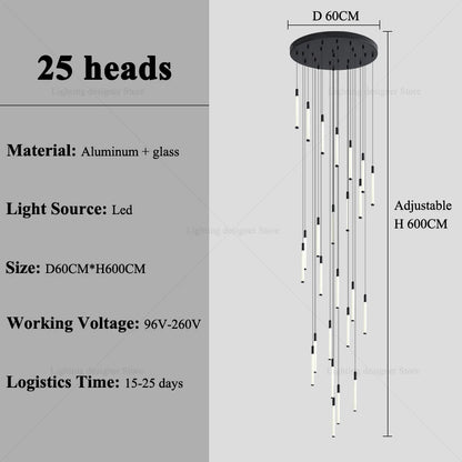 Modern Lighting Long Staircase Pendant Light Ceiling Chandelier hanging lights Stair Chandelier