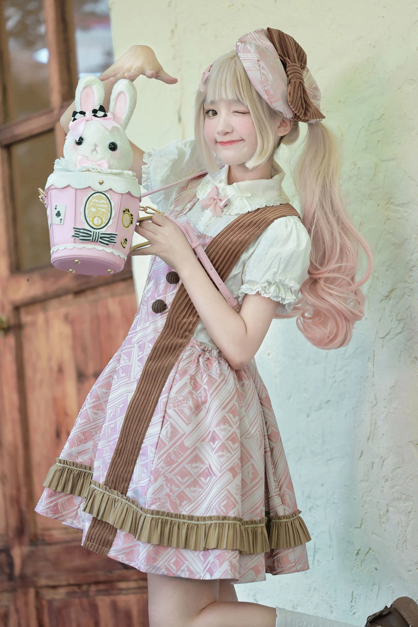 Japanese Original Lolita Cartoon Cute Rabbit Plush Shoulder Bag Sweet Kawaii Jk Uniform Oblique Span Bag