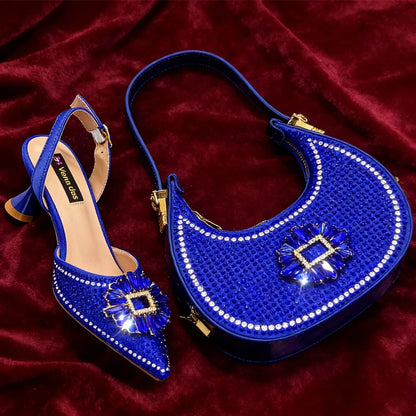 2026 Elegant Nigerian Women's Party Shoes with Medium Heel & Matching Handbag – Pointed Toe Fashion Footwear for Special