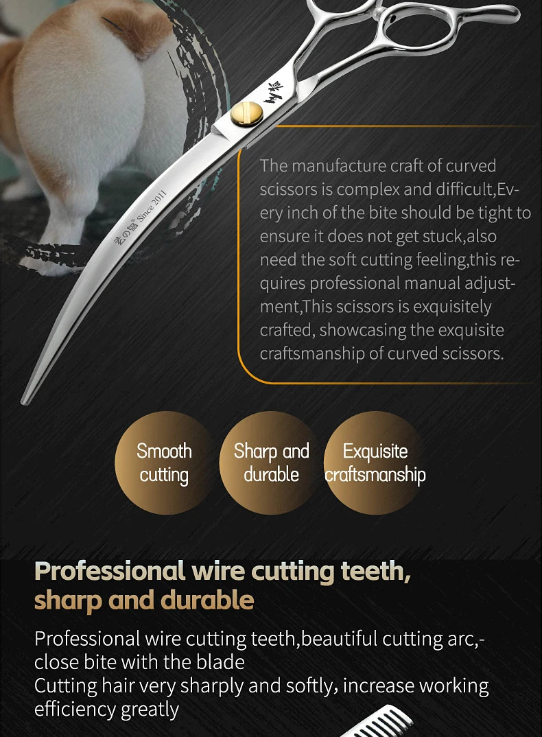 Fenice King Series VG10 Steel 7/7.5/8 Inch Professional Pet Dogs Grooming Scissors Straight Curved Thinnier Chunker Shears Tools