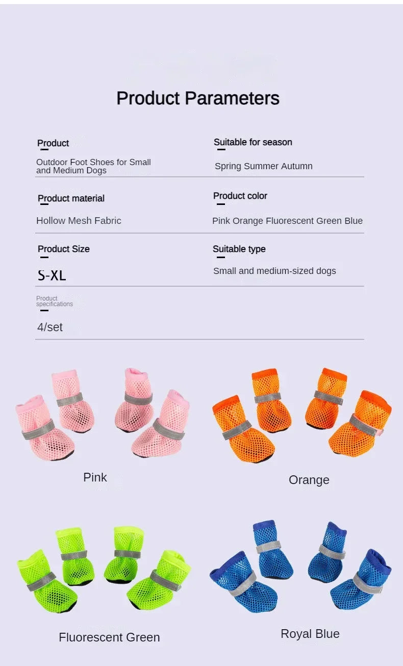 4pc, Dog Shoes Non-slip Breathable Wear-resistant Dog Boots Suitable for Small Medium Sized Pets Puppy Protective Footwear