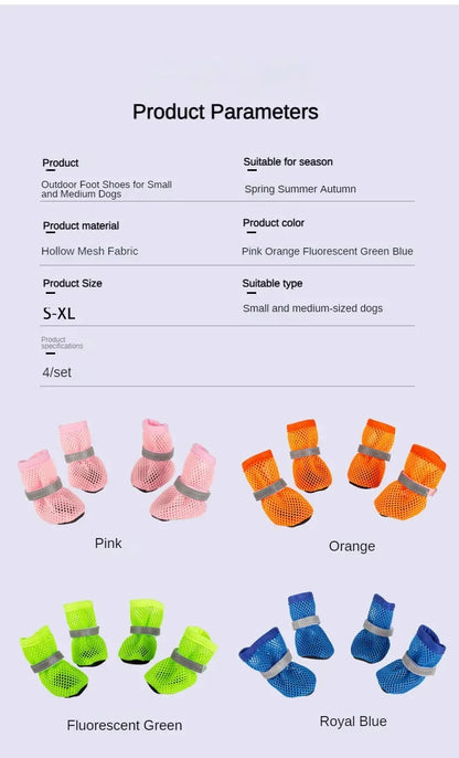 4pc, Dog Shoes Non-slip Breathable Wear-resistant Dog Boots Suitable for Small Medium Sized Pets Puppy Protective Footwear
