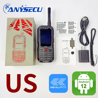 Anysecu S10 4G LTE Walkie Talkie Android 12 Dual Mode PoC Analog UHF Two Way Radio GPS Zello 3500mAh Dual SIM Touch Screen BT4.2