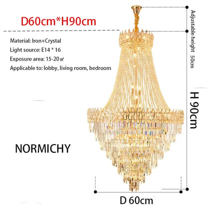 Nordic Modern Crystal Chandelier Wedding Hall Villa Hotel Hall Living Room Home Decoration Ceiling Light Luxurious Pendent Lamp