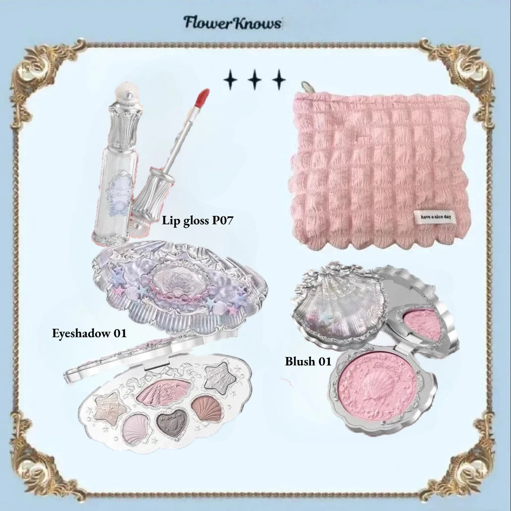 Makeup Flower Knows Set Swan Ballet Series Six Color Eyeshadow Palette Embossed Blusher Shine Lipstick Kit With Bag All In