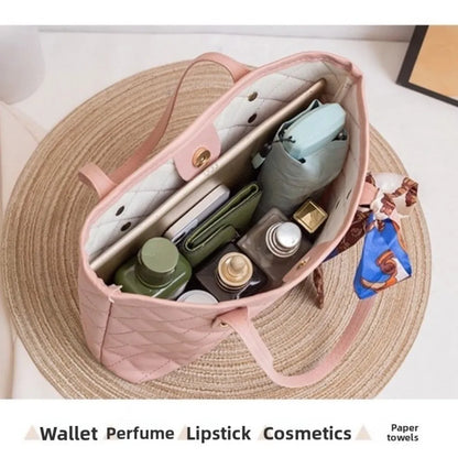 Trendy Large Capacity Embroidery Bag with Scarf Tote Bag Shoulder Bags PU Bucket Bag For Women