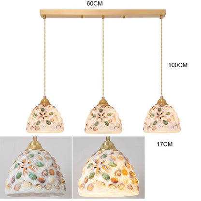 Glass Ceiling Chandelier Creative Sea Shell Lampshade Bedroom Bedside Hanging Lamp Interior Decoration Lighting Pendant Lights