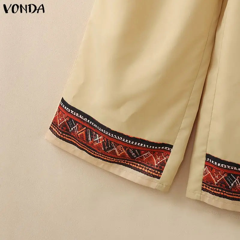 Casual Jumpsuits Plus Size VONDA 2026 Women Long Rompers Elegant Office Lady Overall Patchwork Loose Long Sleeve Playsuits