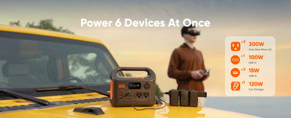 Jackery Portable Power Station Explorer 300New with 5M Extension Cord, Solar Generator for Outdoors Camping,Travel