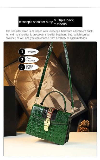 Luxury Fashion Brand Women's Handbags Genuine Leather Shoulder Crossbody Bag Crocodile Small Hard Square Portable Messenger Bags