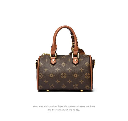Luxury OULAIMEIZI 2026 New Fashion Retro Classic Letter Printed Designer Boston Bag Temperament Trendy Shoulder Bags for Women