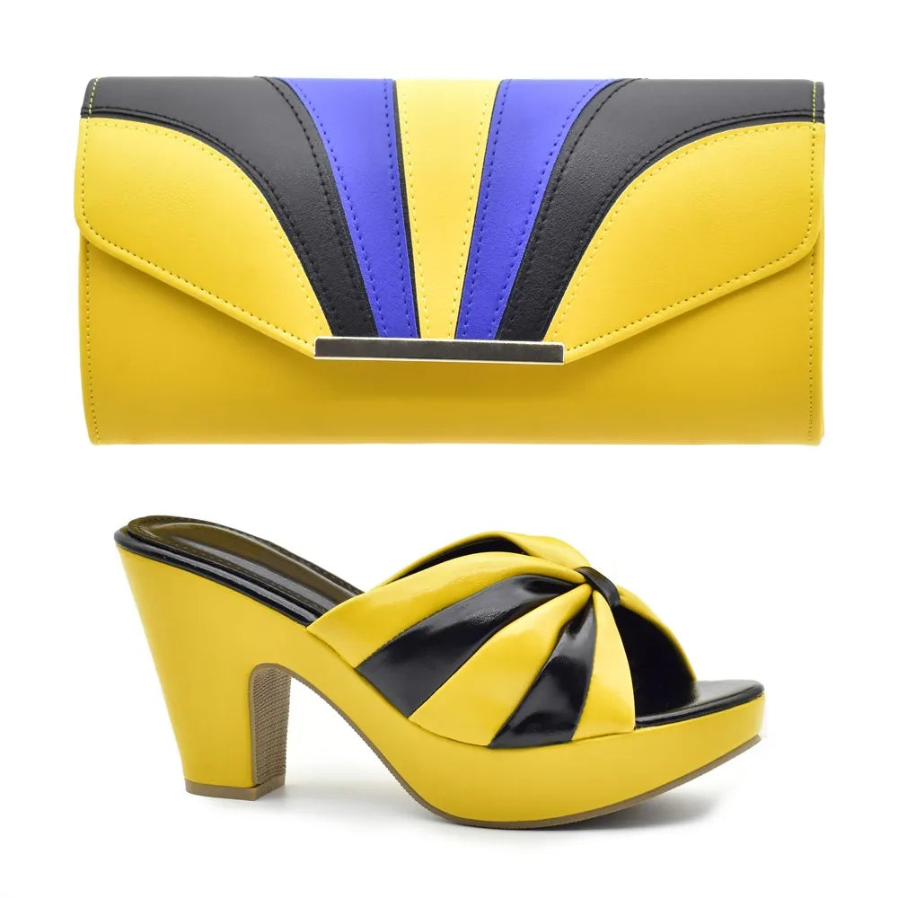 Italian Shoes and Bags Matching Set High Heels Women Wedges Shoes for Women Nigerian Party Women with Bag Set Plus Size Heels 42