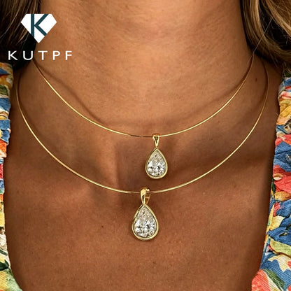 Certified 3carat Waterdrop Hark Moissanite Collar Necklace S925 Silver Bezel Set Solitaire Pear Cut Diamond Pendant for Women
