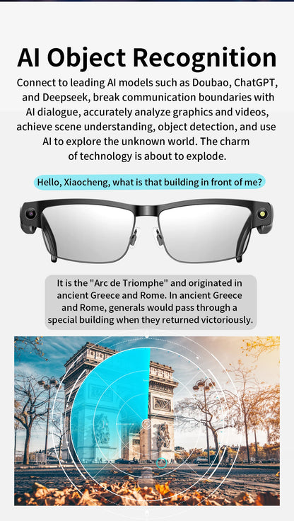 2026 4K Smart Glasses AI Translation Color-changing Lenses High-definition Voice Call Music Local Open-ear Audio Smart  Glasses