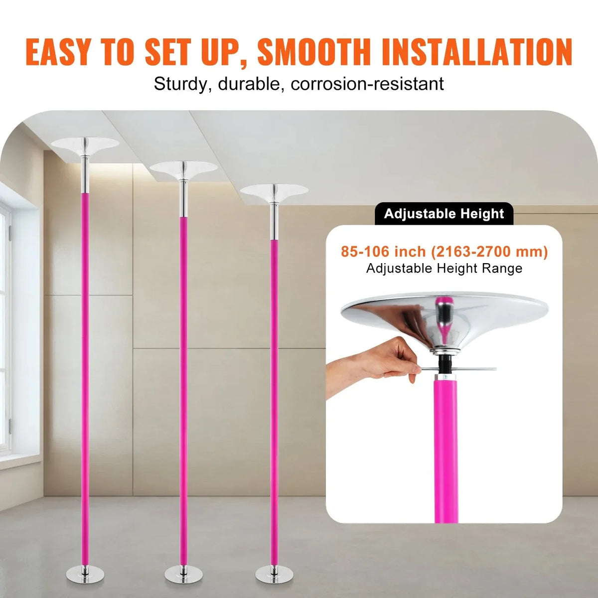 SIHAO Stainless Steel Silicone Tube Spinning  Dance Pole  — Fitness Equipment for Pole Dancing, Perfect for Home, Bar, and Gym Exercise