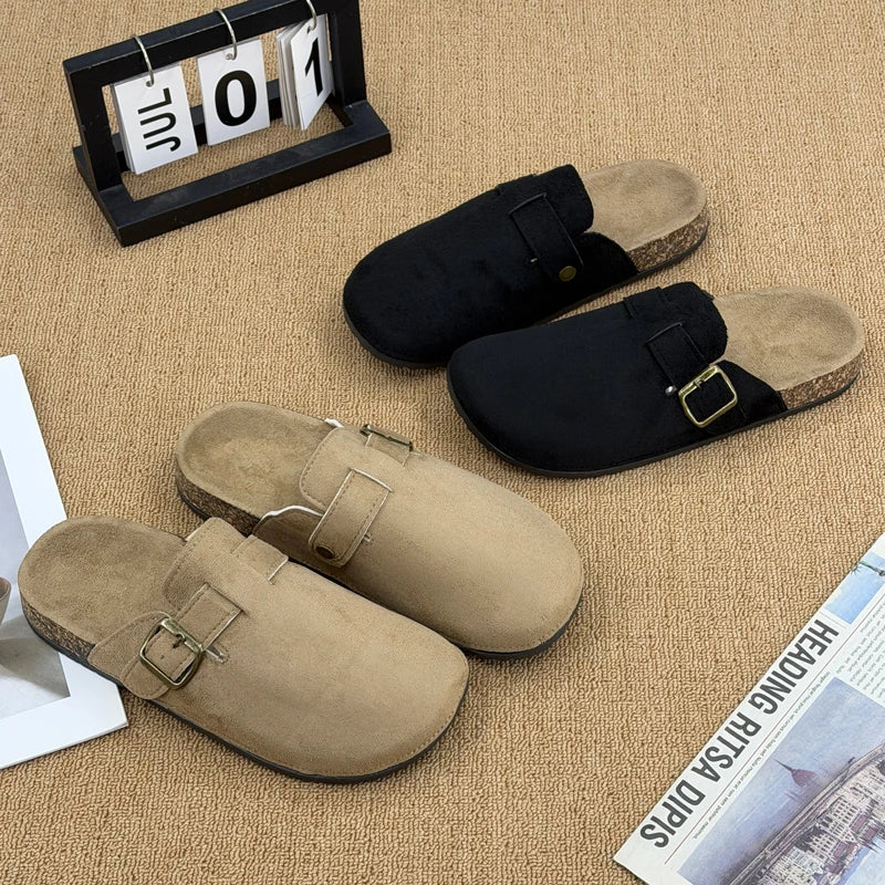 Women's Casual Closed Toe Flip-flops Summer Outdoor Slippers Couple's Flannel Sandals Comfortable Non-slip Men And Women Slides