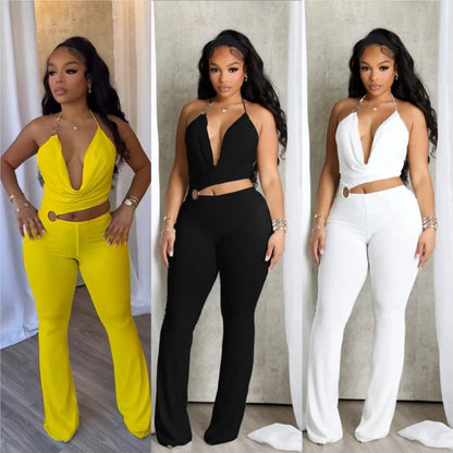 2026 Halter Neck Jumpsuits For Woman Jumpsuit Temperament Simple Style Hot Girl Slim Waist Hollow Sleeveless Solid Color Fashion