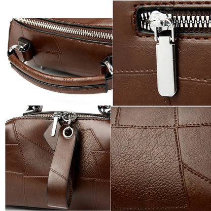 New Fashion Crossbody Bags Women's Genuine Leather Bag Simple Tote Bag Vintage Boston Handbag Luxury Design Female Shoulder Bags