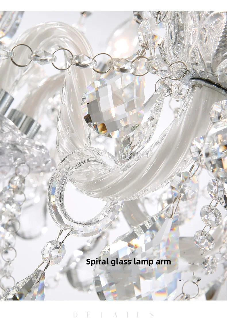 French Lustre Crystal E14 Chandelier Living Room Decor White Glass Pendant Lights Led Ceiling Chandelier For Bedroom Led Lampara