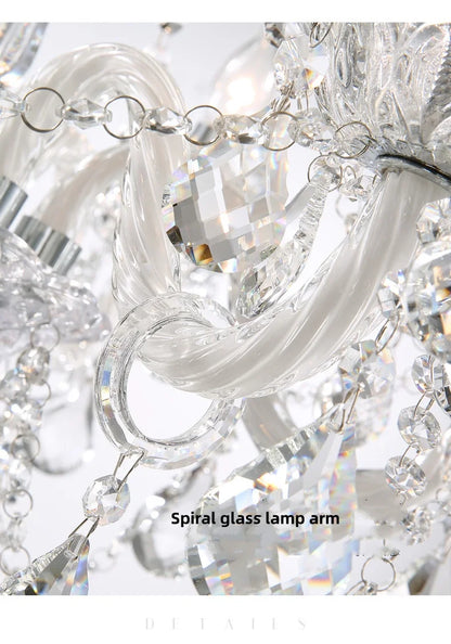 French Lustre Crystal E14 Chandelier Living Room Decor White Glass Pendant Lights Led Ceiling Chandelier For Bedroom Led Lampara