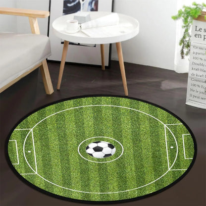 Sports Ball Realistic Basketball Baseball Soccer Round Mat Non-slip Carpet Rug for Living Game Room Home Decoration Bedroom Rugs