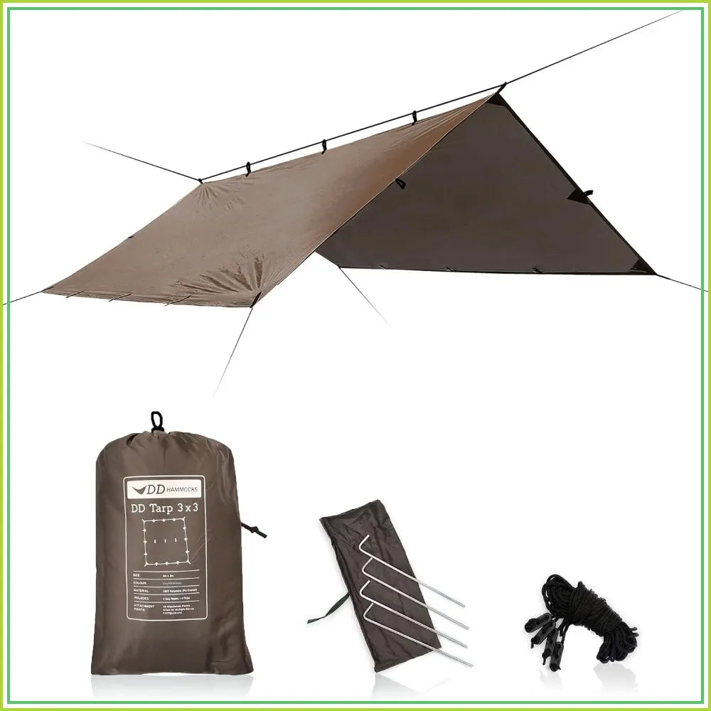 3x3 Meter Waterproof Camping Tarp Shelter 10x10 ft Lightweight Rainfly Tent for Outdoor Adventure