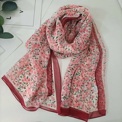 Small Flower Full of Stars Print Women Elegant Chiffon Georgette Bandana Scarf Summer Beach Sunscreen Thin Hijab Shawl