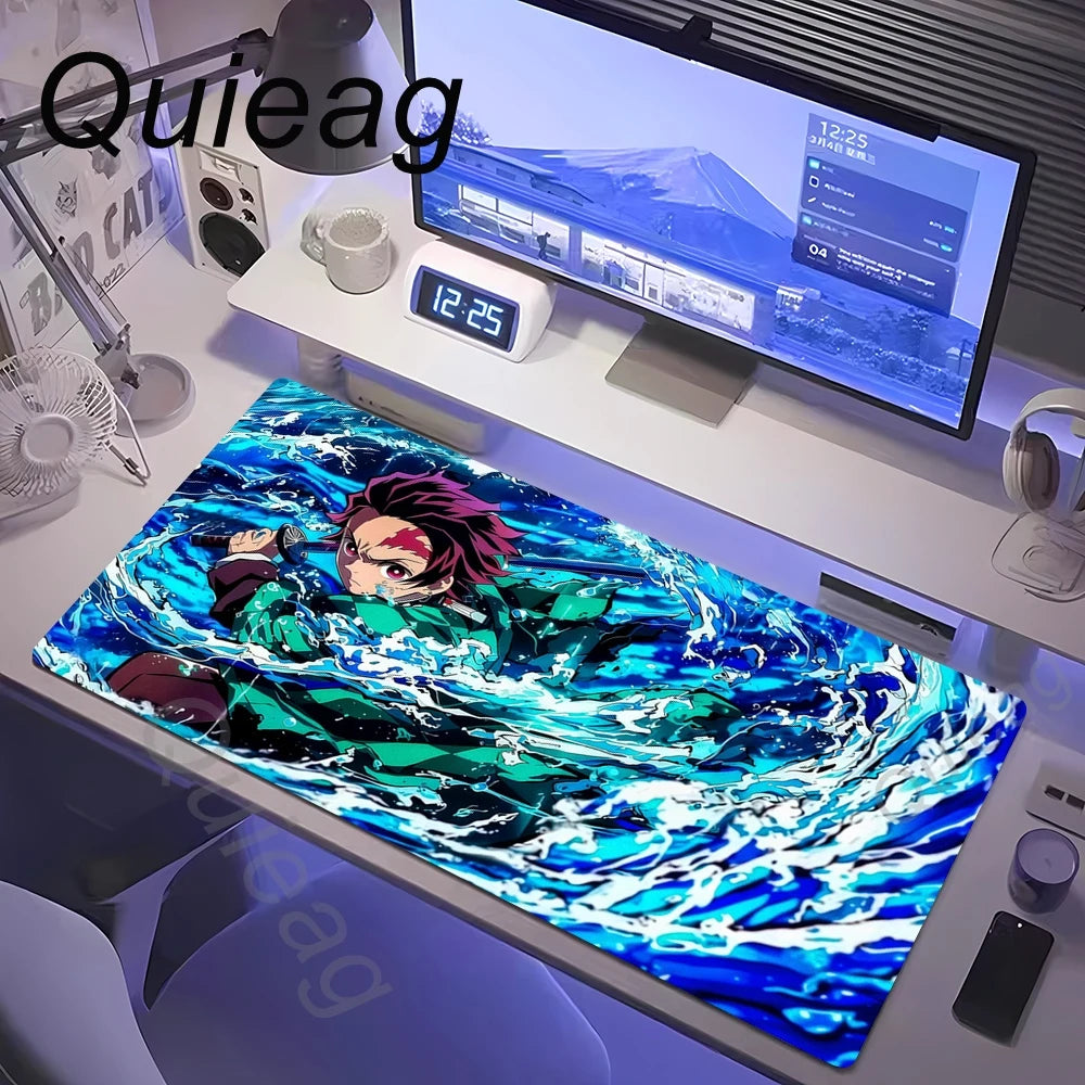Anime Large Mouse Pad Demon Slayer Nezuko Cute Mousepads Kawaii Table Mats Office Accessories Deskmat Rubbe Lockedge Mouse Mat