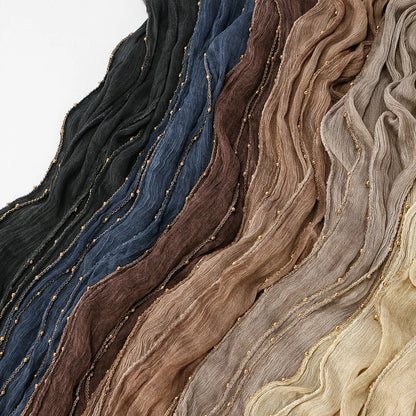 Fashion Crinkle Cotton Royan Hijab Scarf for Muslim Women Islamic Long Soft Shawls Wraps Short Tassel Bufanda Accessories