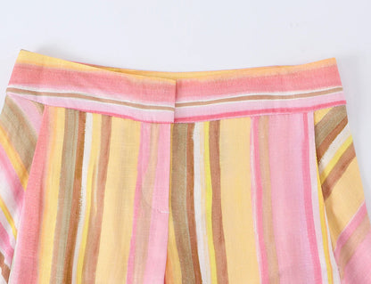 KONDALA Chic Striped Y2K Fashion 2026 Summer Long Pants Zipper Wide Leg Pockets Trousers Straight Female Casual Elegant Pants