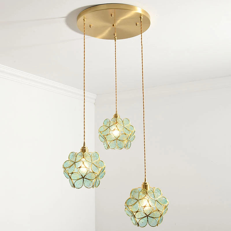 Modern Glass Pendant Lights for Restaurant Cafe Decoration Hanging Lamp Ceiling Chandeliers Nordic Flower Lighting Hotel Decor
