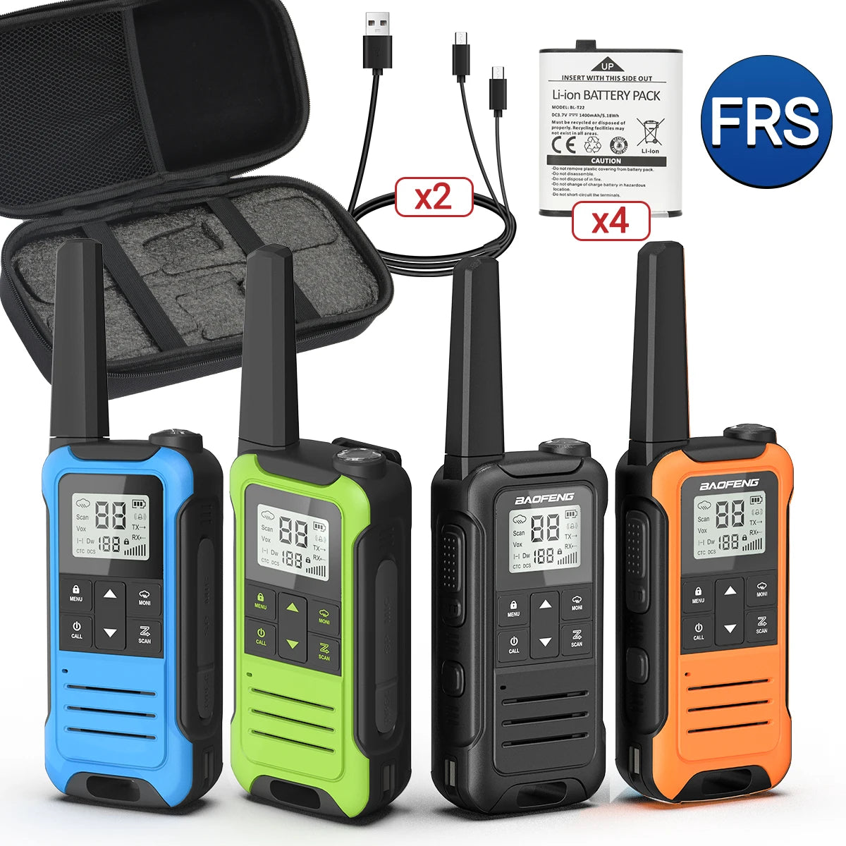 4PCS Baofeng Mini Walkie Talkie With Portable Suitcase F22 T22 PMR FRS Profesional Radio Family Amateur For Outdoor Camping